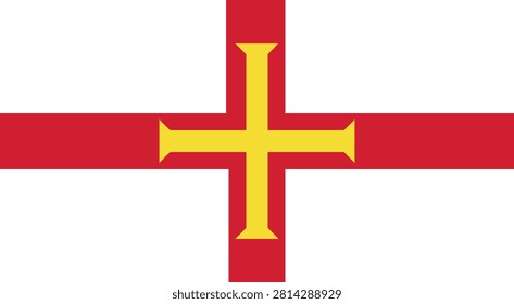 bailiwick of guernsey, guernsey flag, british, flags of the world, red, white, yellow, flag of guernsey, St. George's Cross, liberation day, 9 may,