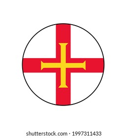 Bailiwick of Guernsey Flag an English territory vector circle Icon with Red cross on white in the United Kingdom in Europe.