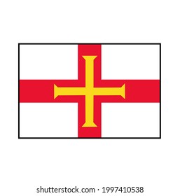 Bailiwick of Guernsey Flag an English territory vector rectangle Icon with Red cross on white in the United Kingdom in Europe.