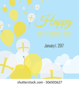 Bailiwick of Guernsey Independence Day Greeting Card. Flying Flat Balloons In National Colors of Bailiwick of Guernsey. Happy Independence Day Vector Illustration. Channel Islander Flag Balloons.