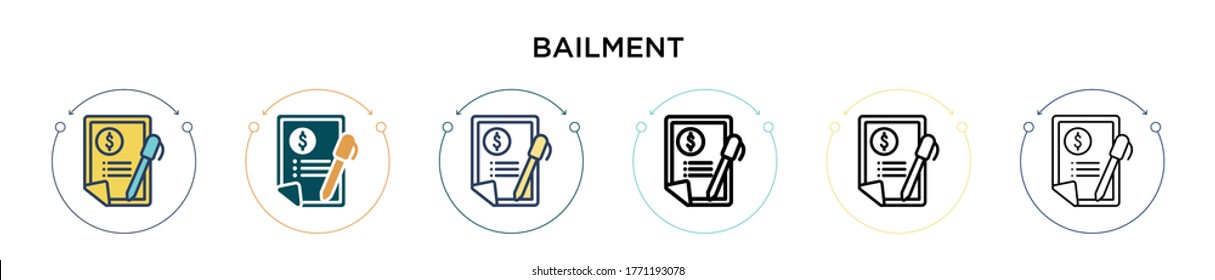 Bailment icon in filled, thin line, outline and stroke style. Vector illustration of two colored and black bailment vector icons designs can be used for mobile, ui, web