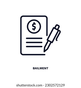 bailment icon. Thin line bailment icon from business and finance collection. Outline vector isolated on white background. Editable bailment symbol can be used web and mobile