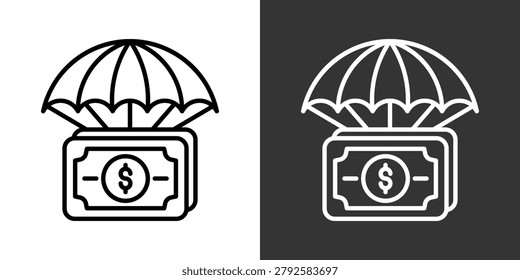 Bailout White And Black Icon Set Collection Pack Vector Illustration