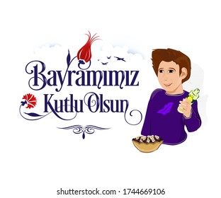 bairam cologne tulip a text saying bayramimiz kutlu olsun