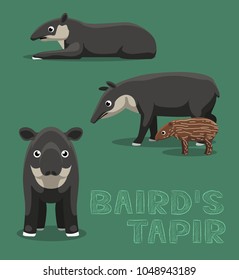 Baird's Tapir Cute Cartoon Vector Illustration