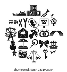 Bairn icons set. Simple set of 25 bairn vector icons for web isolated on white background