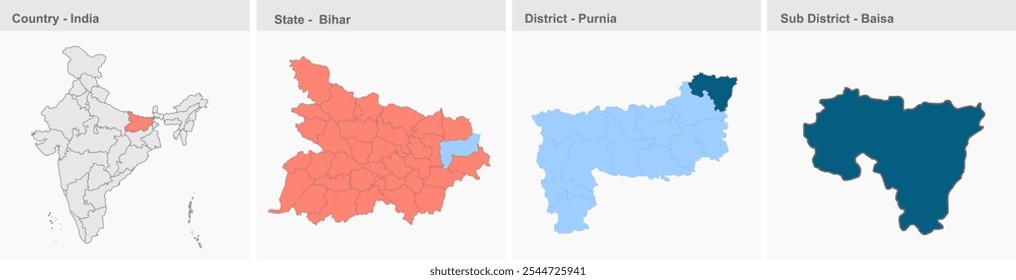 Baisa map (District Purnia, State Bihar, Republic of India)-, Purnia District, Bihar State, Republic of India, Government of Bihar, Indian territory, Eastern India, politics, village, tourism