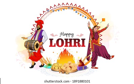 Baisakhi. Happy. Vaisakhi. Lohri. Festival celebration Vector illustration