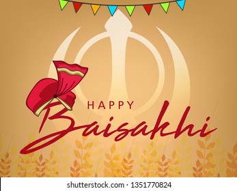 Baisakhi /Vaisakhi vector illustration with decorative festival background and frame for punjabi festival can be used for banner , header, greetings.