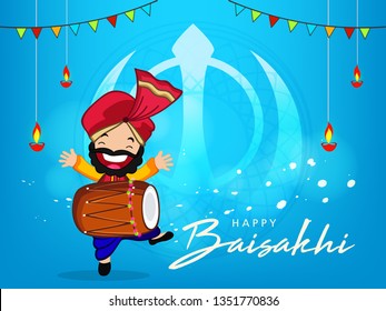 Baisakhi /Vaisakhi vector illustration with decorative festival background and frame for punjabi festival can be used for banner , header, greetings.