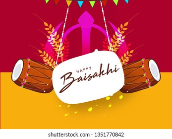 Baisakhi /Vaisakhi vector illustration with decorative festival background and frame for punjabi festival can be used for banner , header, greetings.