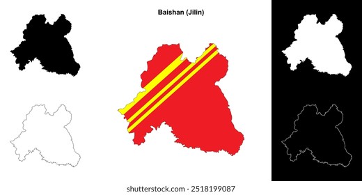 Baishan blank outline map set