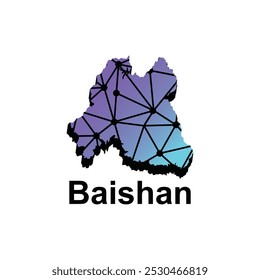 Baishan map. vector map of China capital Country technology style design, illustration template on white background