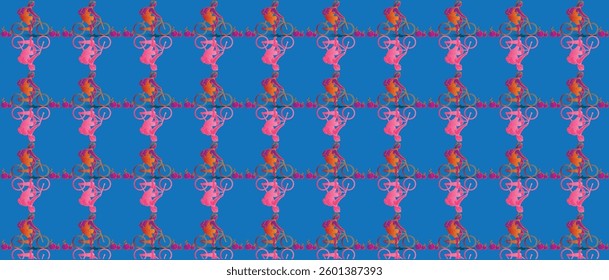 baisikal riding on garden, pattern, block printing on fabric