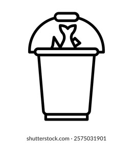 Bait Bucket Vector Line Icon Design