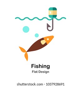 Bait and Fish Flat Icon