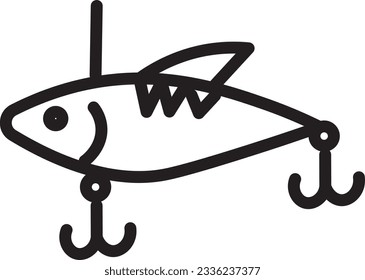 Icono de contorno de gancho de peces cebo