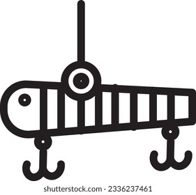 Icono de contorno de gancho de peces cebo
