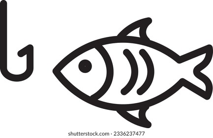 Bait Fish Hook Outline Icon