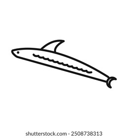 Bait Fishing Minnow icon Black line art vector logo