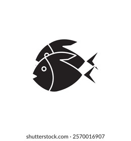 Bait Fishing Minnow icon black and white vector outline sign