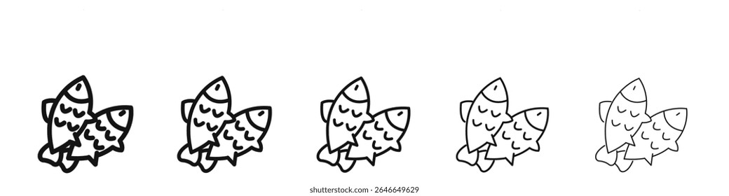 Bait Fishing Minnow icon black and white vector sign