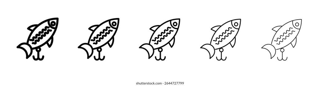 Bait Fishing Minnow icon flat illustration set logo