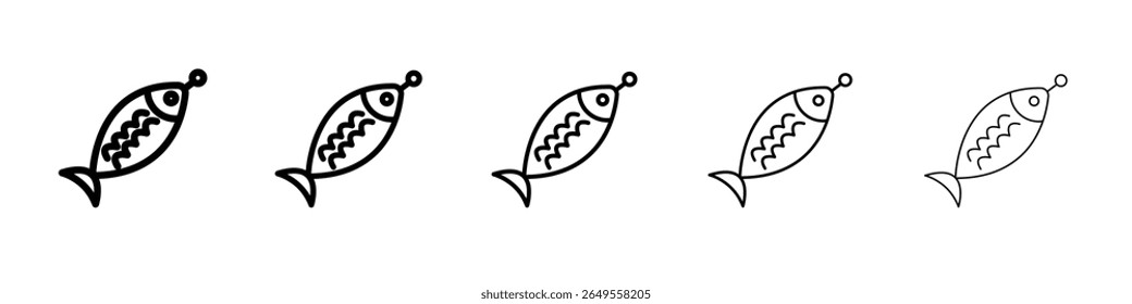 Bait Fishing Minnow icon flat simple outline logo