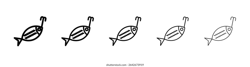 bait fishing minnow icon isolated vector on white background set