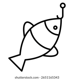 Bait Fishing Minnow icon Outline isolated logo mark