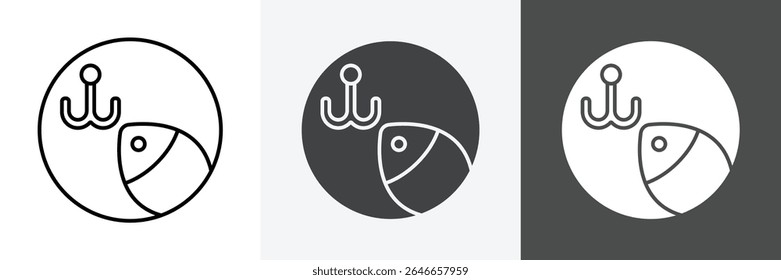 Bait Fishing Minnow icon set vector art