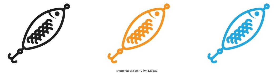Bait Fishing Minnow icon vector logo set collection for web app ui