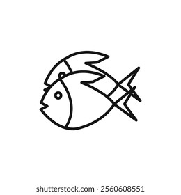 Bait Fishing Minnow icon vector line logo art