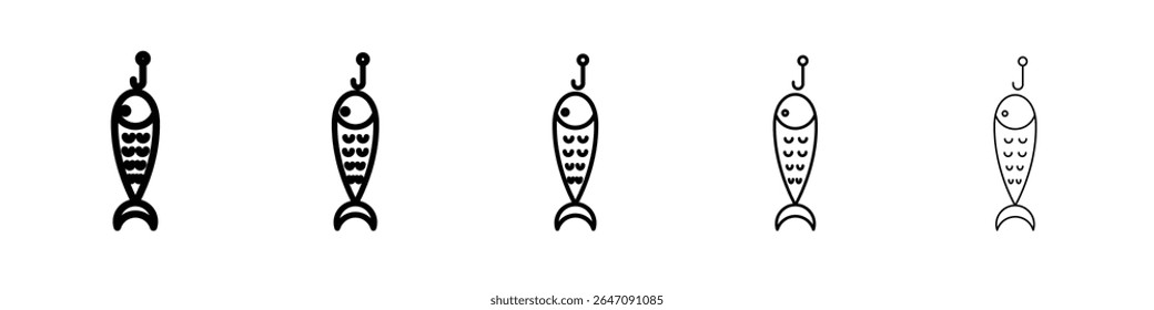 Bait Fishing Minnow icon vector outline symbol or illustration