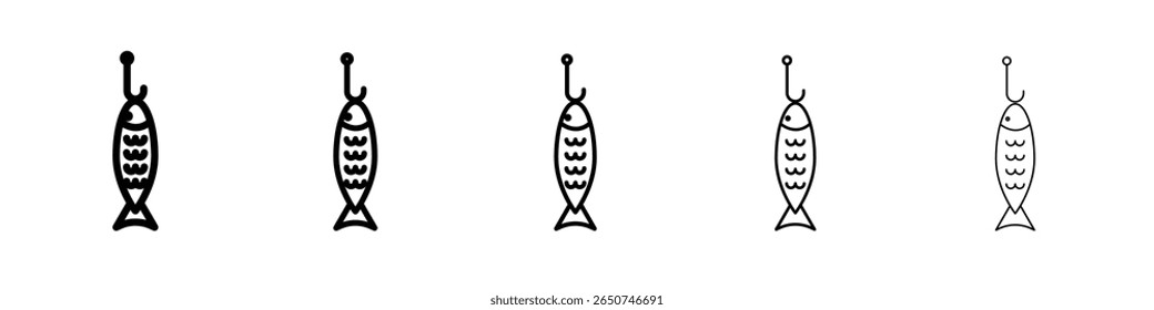 Bait Fishing Minnow icon vector outline symbol or illustration