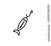 Bait Fishing Minnow logo sign vector outline