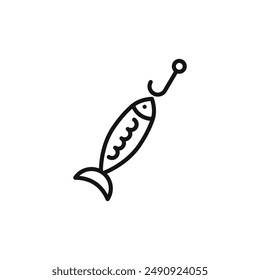 Bait Fishing Minnow logo sign vector outline