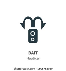 Bait glyph icon vector on white background. Flat vector bait icon symbol sign from modern nautical collection for mobile concept and web apps design.