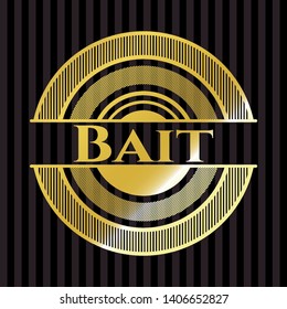 Bait golden badge or emblem. Vector Illustration. Detailed.