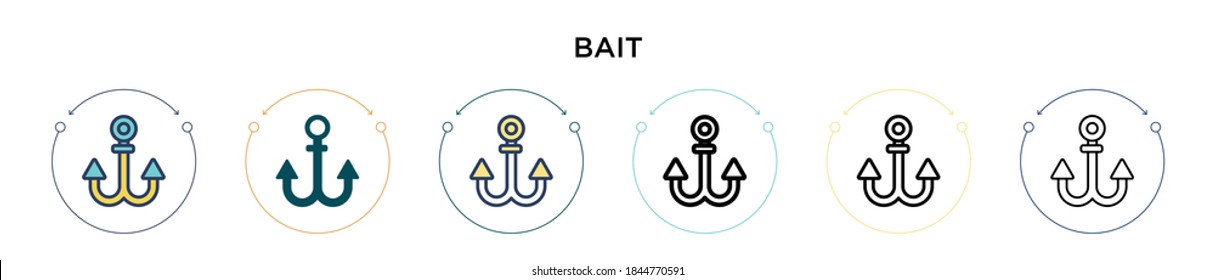 Bait icon in filled, thin line, outline and stroke style. Vector illustration of two colored and black bait vector icons designs can be used for mobile, ui, web