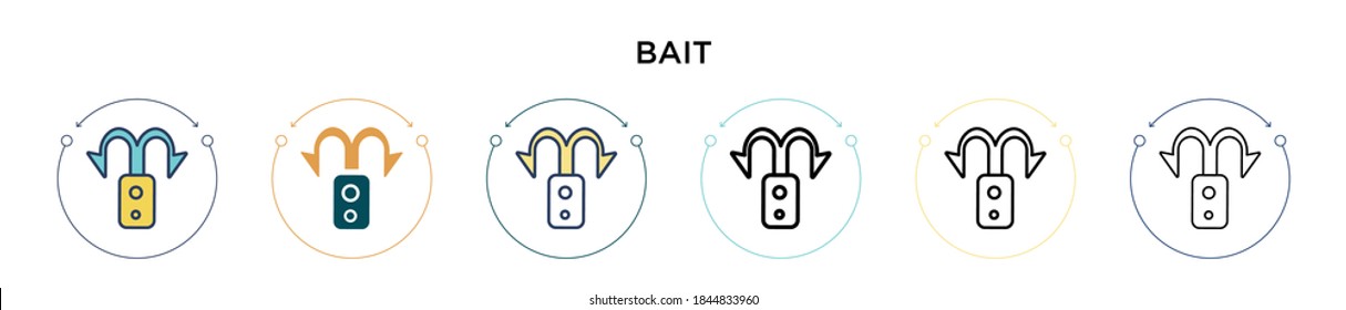 Bait icon in filled, thin line, outline and stroke style. Vector illustration of two colored and black bait vector icons designs can be used for mobile, ui, web