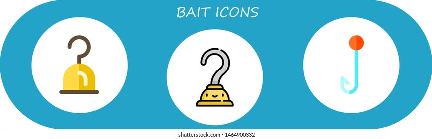 bait icon set. 3 flat bait icons.  Simple modern icons about  - hook