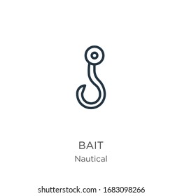 Bait icon. Thin linear bait outline icon isolated on white background from nautical collection. Line vector sign, symbol for web and mobile