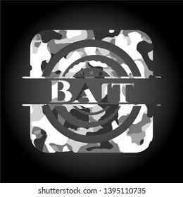 Bait on grey camouflage texture