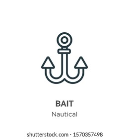 Bait outline vector icon. Thin line black bait icon, flat vector simple element illustration from editable nautical concept isolated on white background