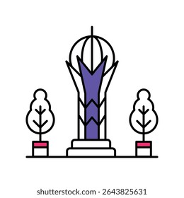 Baiterek Tower Vector Filled outline illustration style icon