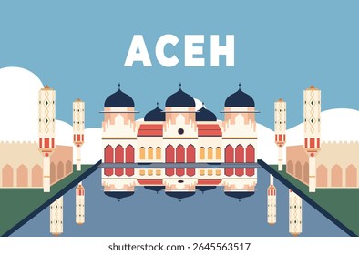 Baiturrahman mesquita Aceh Indonésia fundo