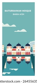 Baiturrahman mesquita Aceh Indonésia fundo