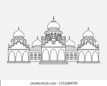 Baiturrahman mosque, big mosque in Banda Aceh city Indonesia svg
