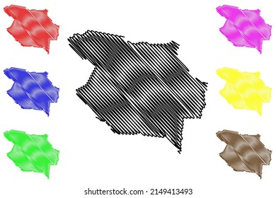 Baixa Grande municipality (Bahia state, Municipalities of Brazil, Federative Republic of Brazil) map vector illustration, scribble sketch Baixa Grande map